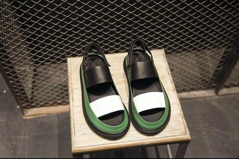 Match Men's Leather Gladiator Sandals Open Toe Shoes Slip On Roman Summer Formal