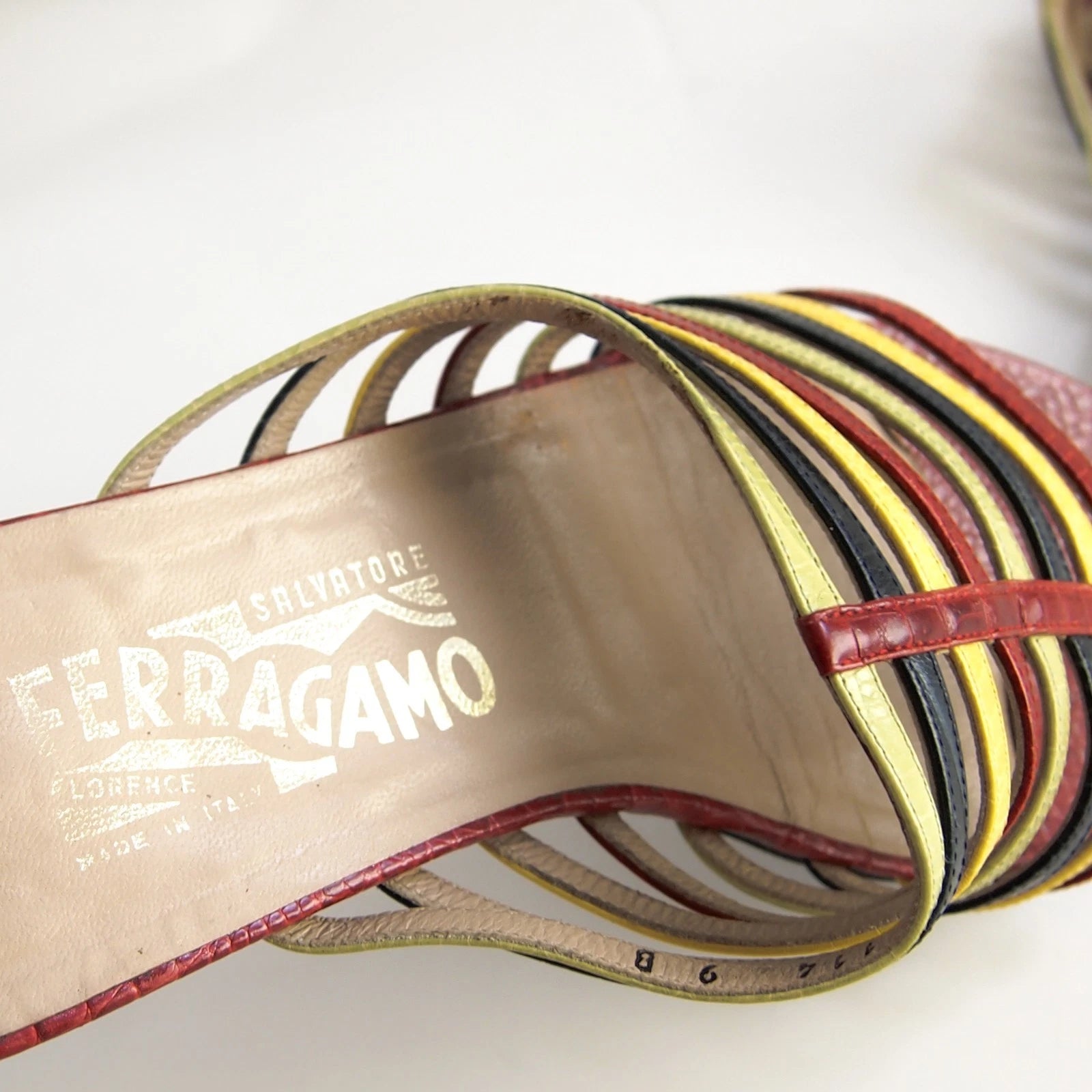 Ferragamo Slides Sandals - Multicolor Leather -  Womens US 9 B EU 39.5