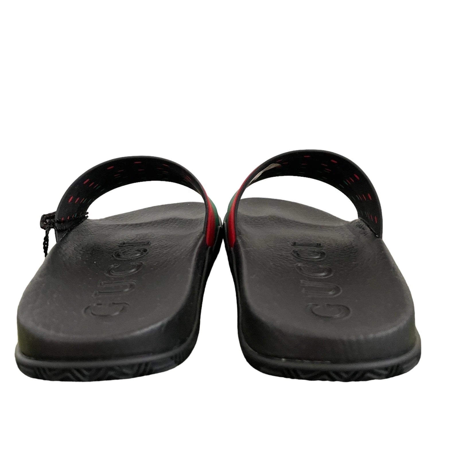 Authentic GUCCI Women's Interlocking G Slide Sandal Black Red Green Size 37 NEW
