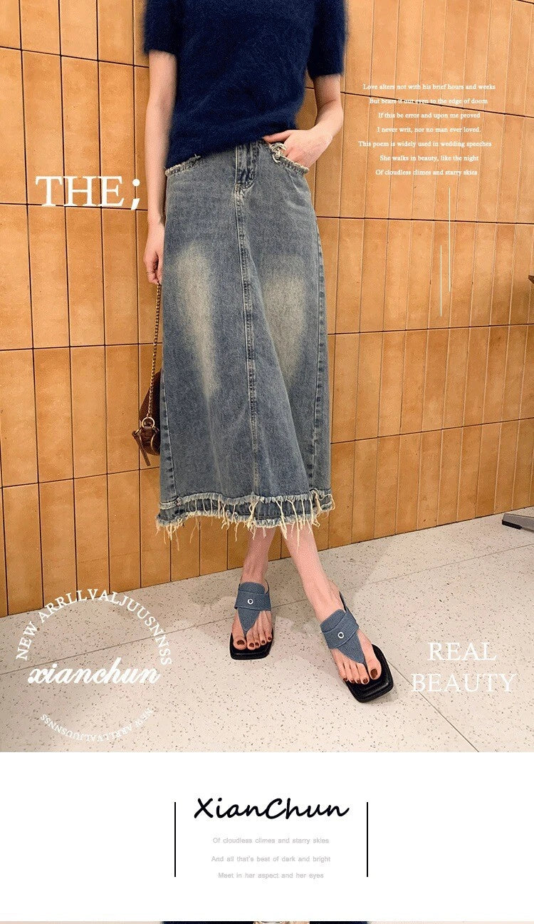 New Womens High Block Heel Slippers Sandals Summer Fashion Square Toe Mules Size