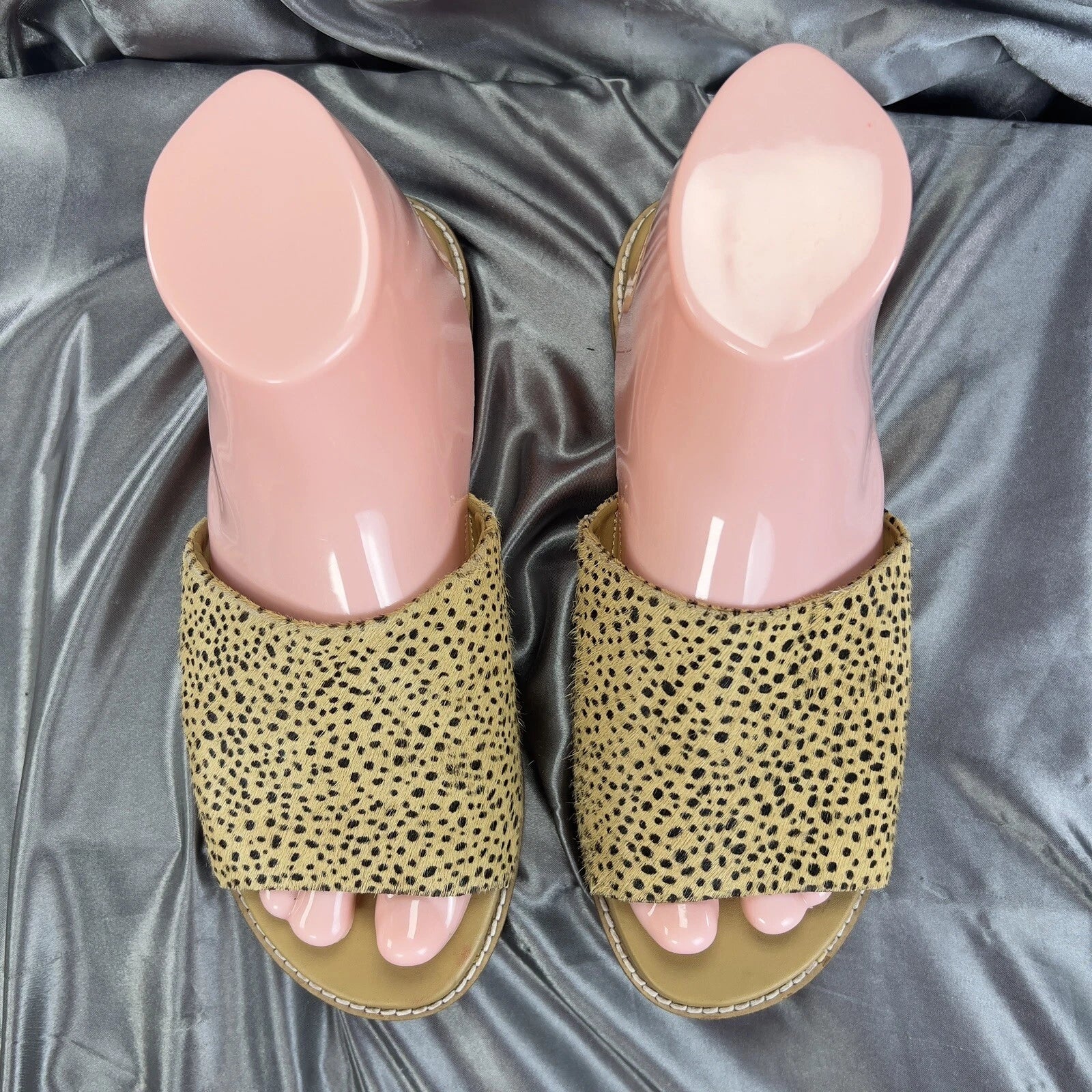Hush Puppies Lexi Slide Women’s 8 Cheetah Print Calf Hair Sandals Summer Shoes