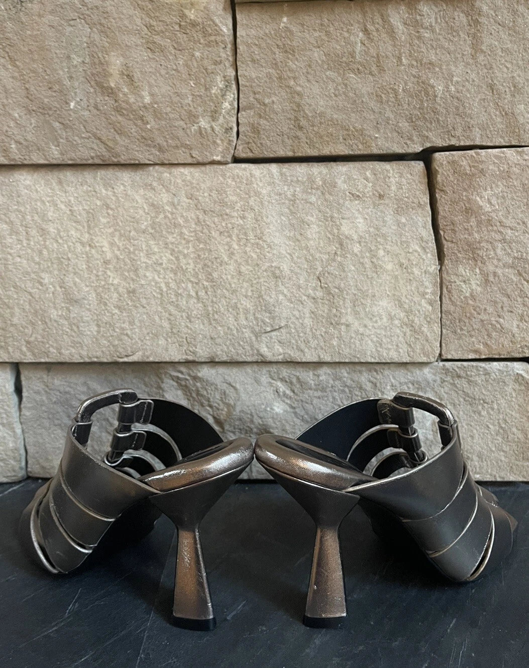 $495 Mercedes Castillo Womens Aria High-Heel Slide Sandal Shoes EU 37/US 7