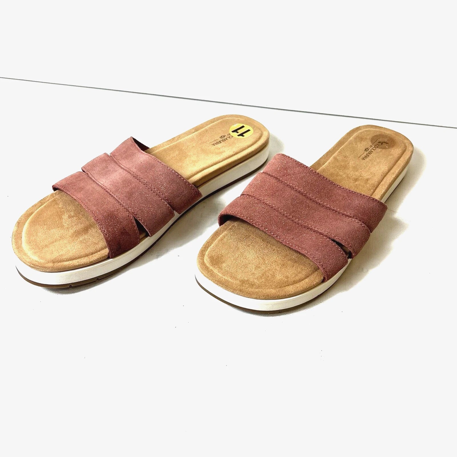 Koolaburra by UGG Women 11 Pink Leather Sandal Glitter Slide Open Toe Casual New