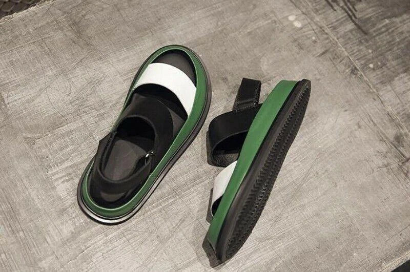 Match Men's Leather Gladiator Sandals Open Toe Shoes Slip On Roman Summer Formal
