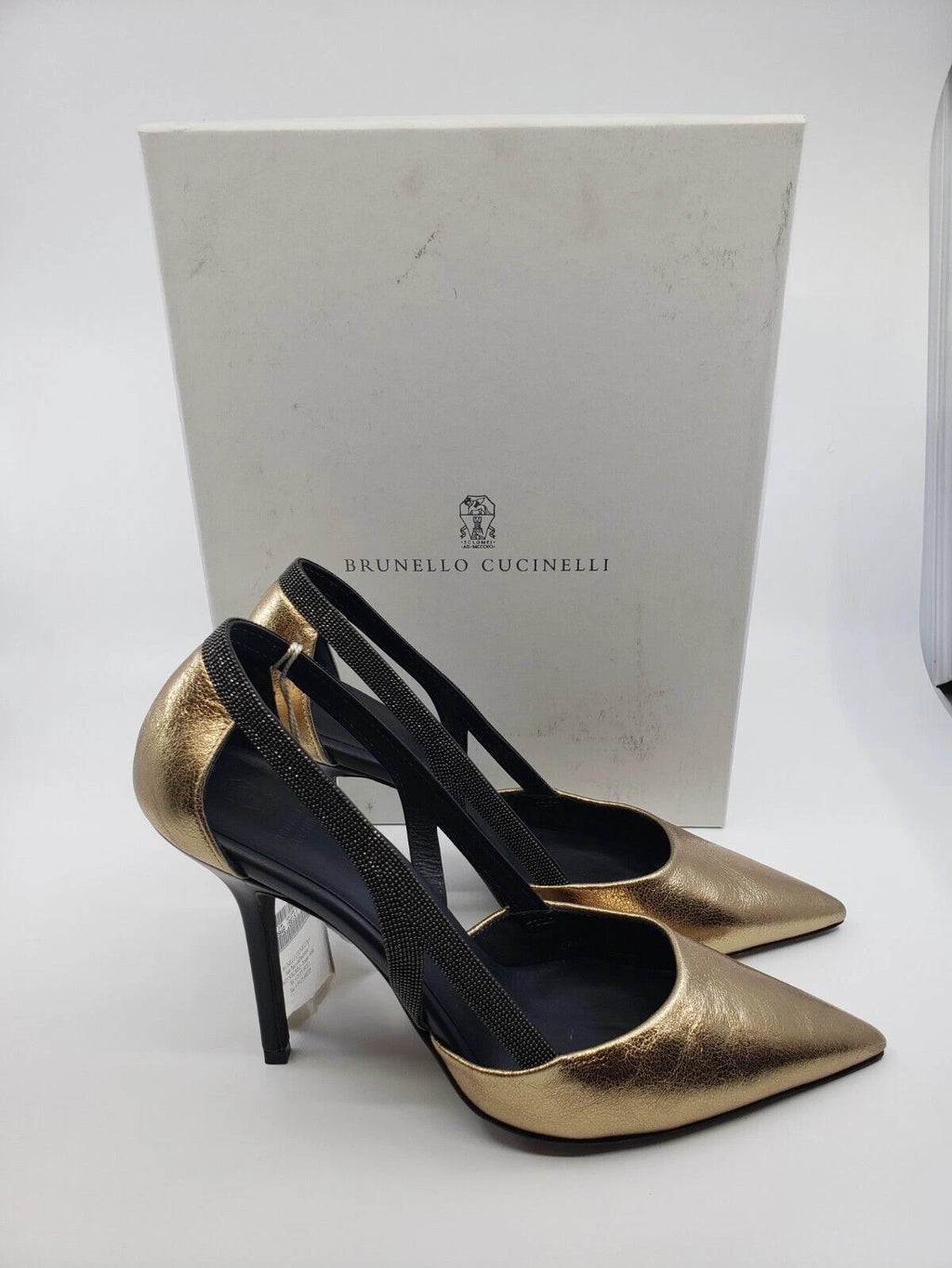 NEW Women's Brunello Cucinelli Embellished leather pumps monilli TRIM SZ EU 39.5