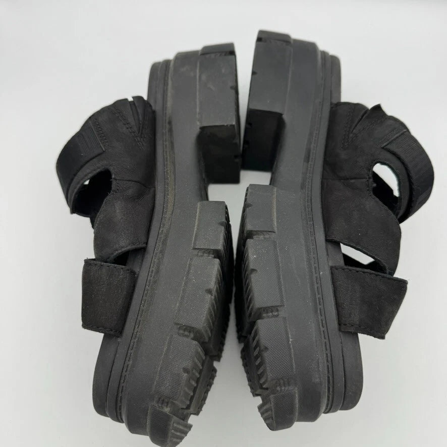 UGG Ashton Slide Sandals Women's  Black Nubuck Leather Platform Size 10