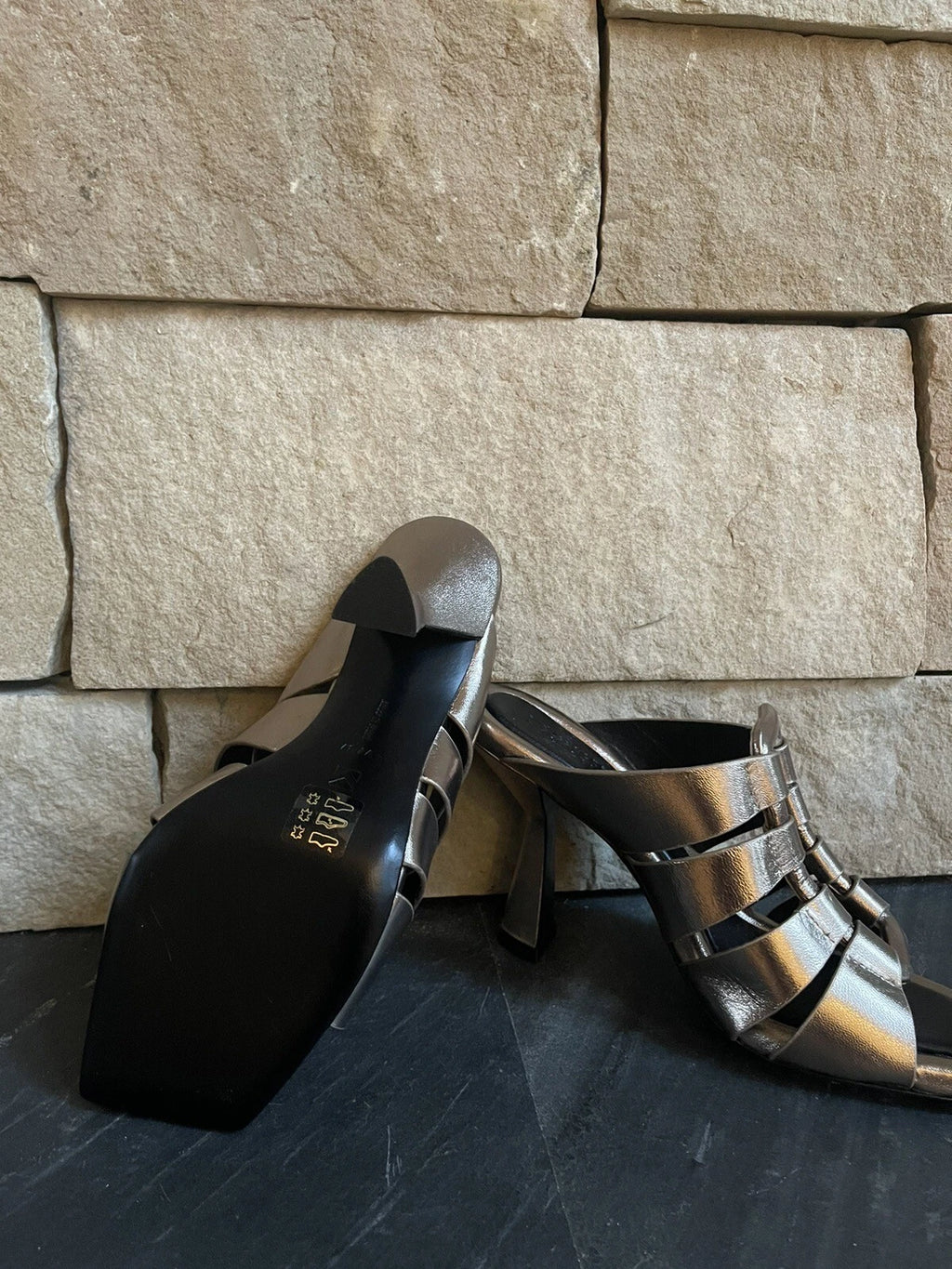 $495 Mercedes Castillo Womens Aria High-Heel Slide Sandal Shoes EU 37/US 7