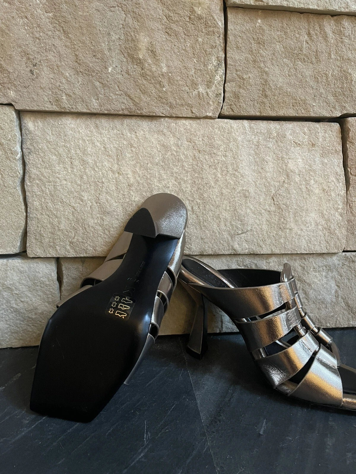 $495 Mercedes Castillo Womens Aria High-Heel Slide Sandal Shoes EU 37/US 7