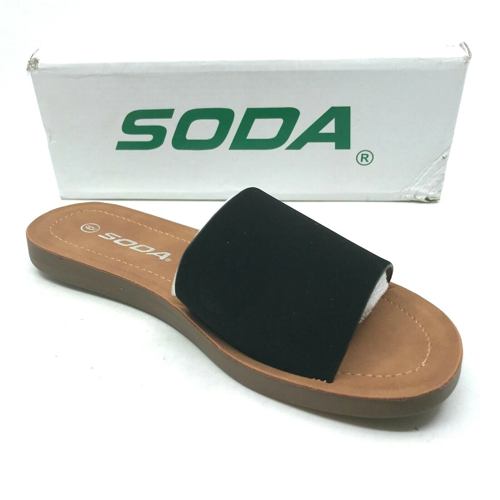 New Women's Slip-On Sandals Slides-Peep Toe- Soda Shoes EFRON-S Size 6  [SX]