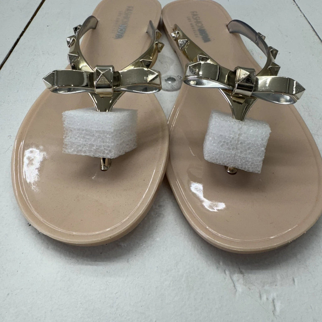 Fashion Nova Nude ‘I’ve Got A Lover’ Sandal Thong Slip Flop Women’s Size 10 *NEW