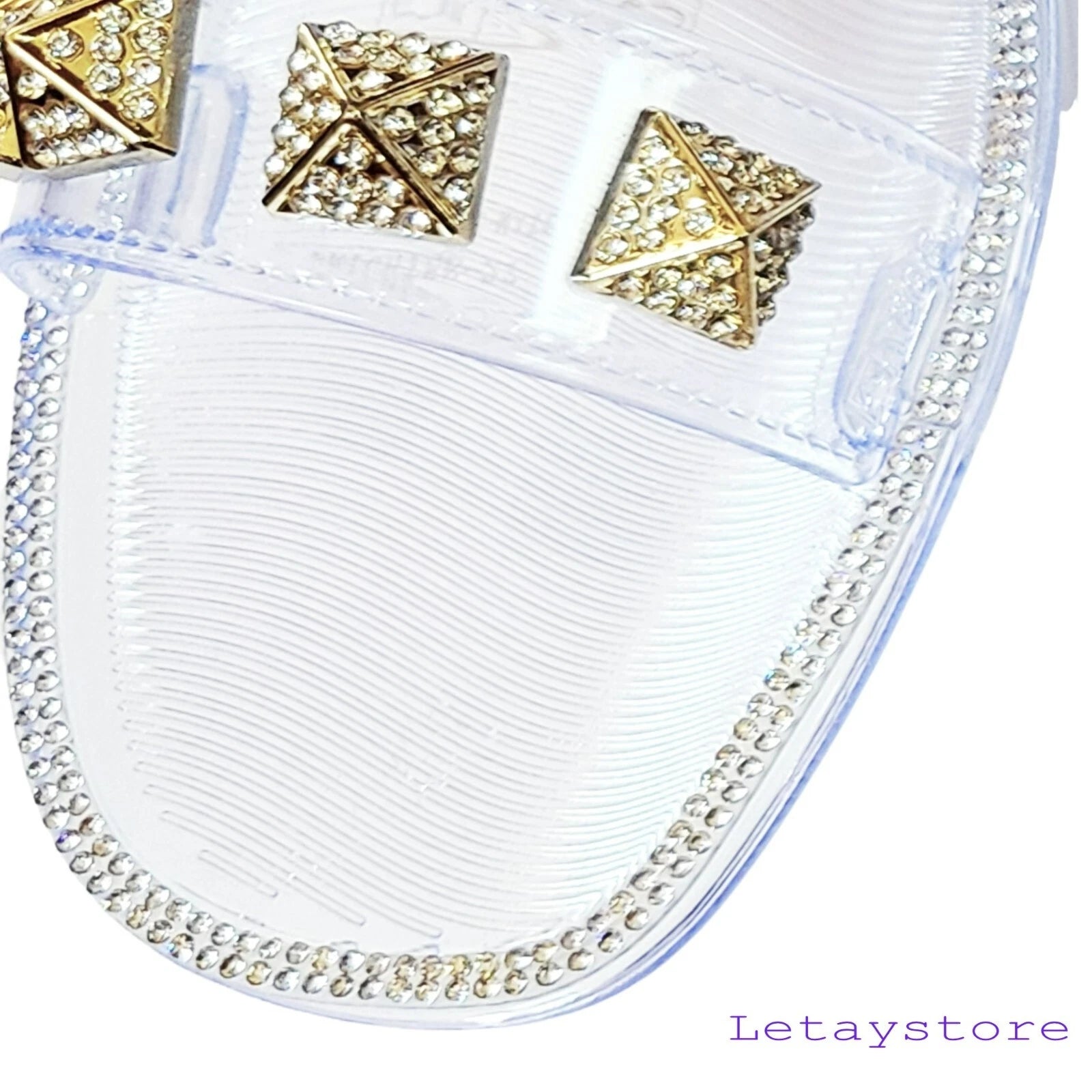 NWT Bamboo Stud Embellished Jelly Flat Slides Sandals   6,7,8