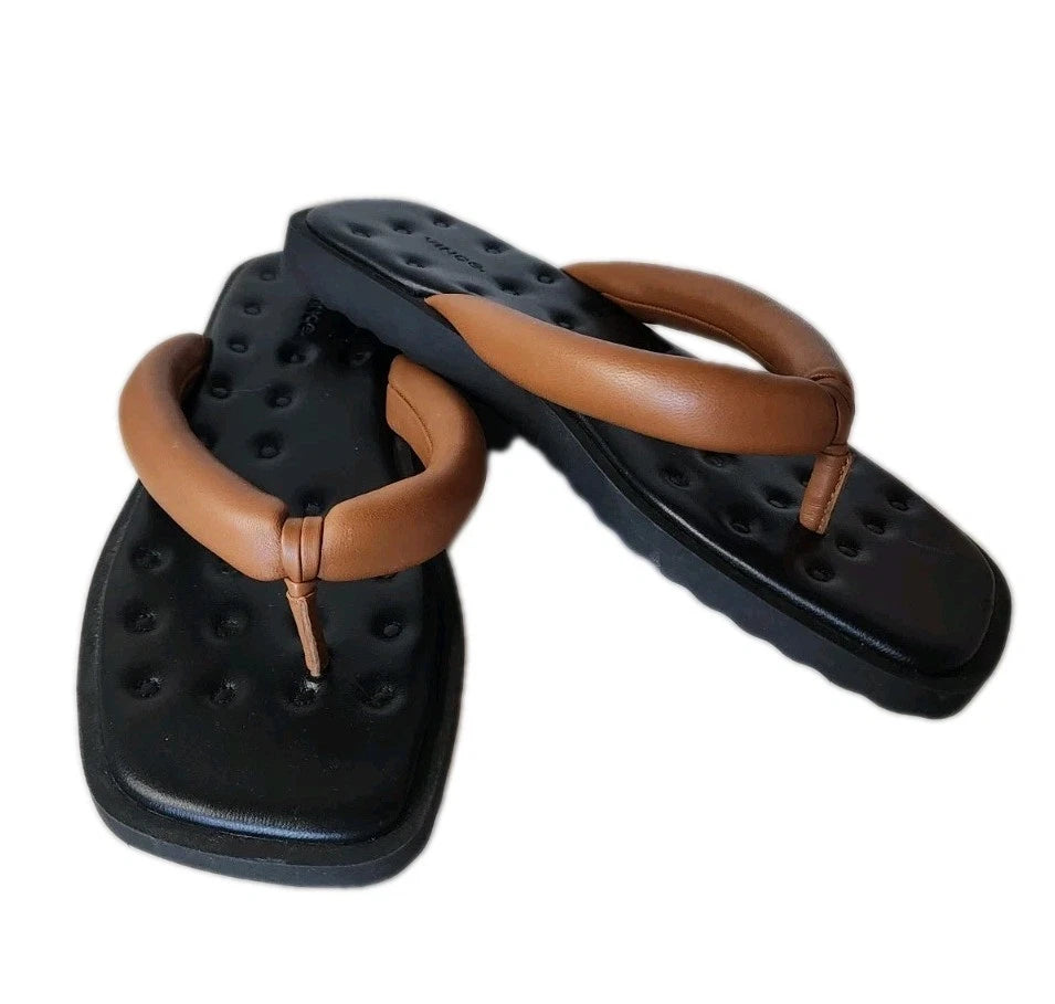 Vince Women's Serene Slip On Thong Slide Sandals Leather Sz US 8/EU 38.5