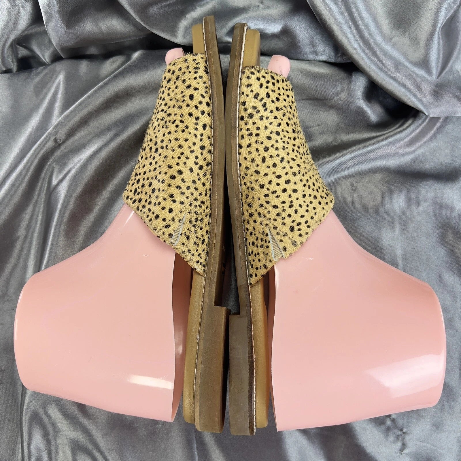 Hush Puppies Lexi Slide Women’s 8 Cheetah Print Calf Hair Sandals Summer Shoes