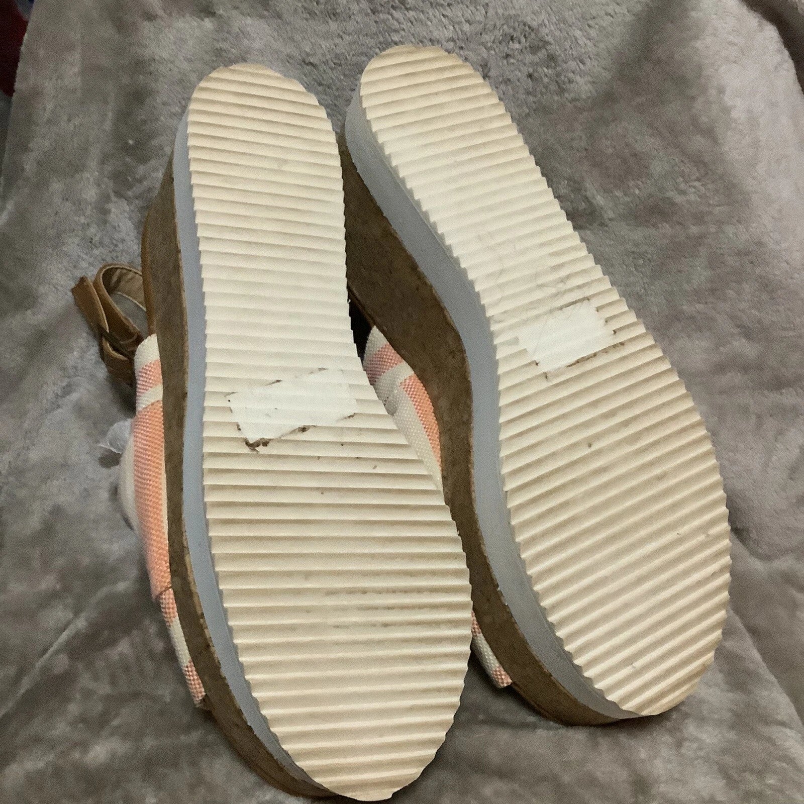 Nature Breeze Stripe Open Toe Slide Back Strap Platform Sandals Womens 9