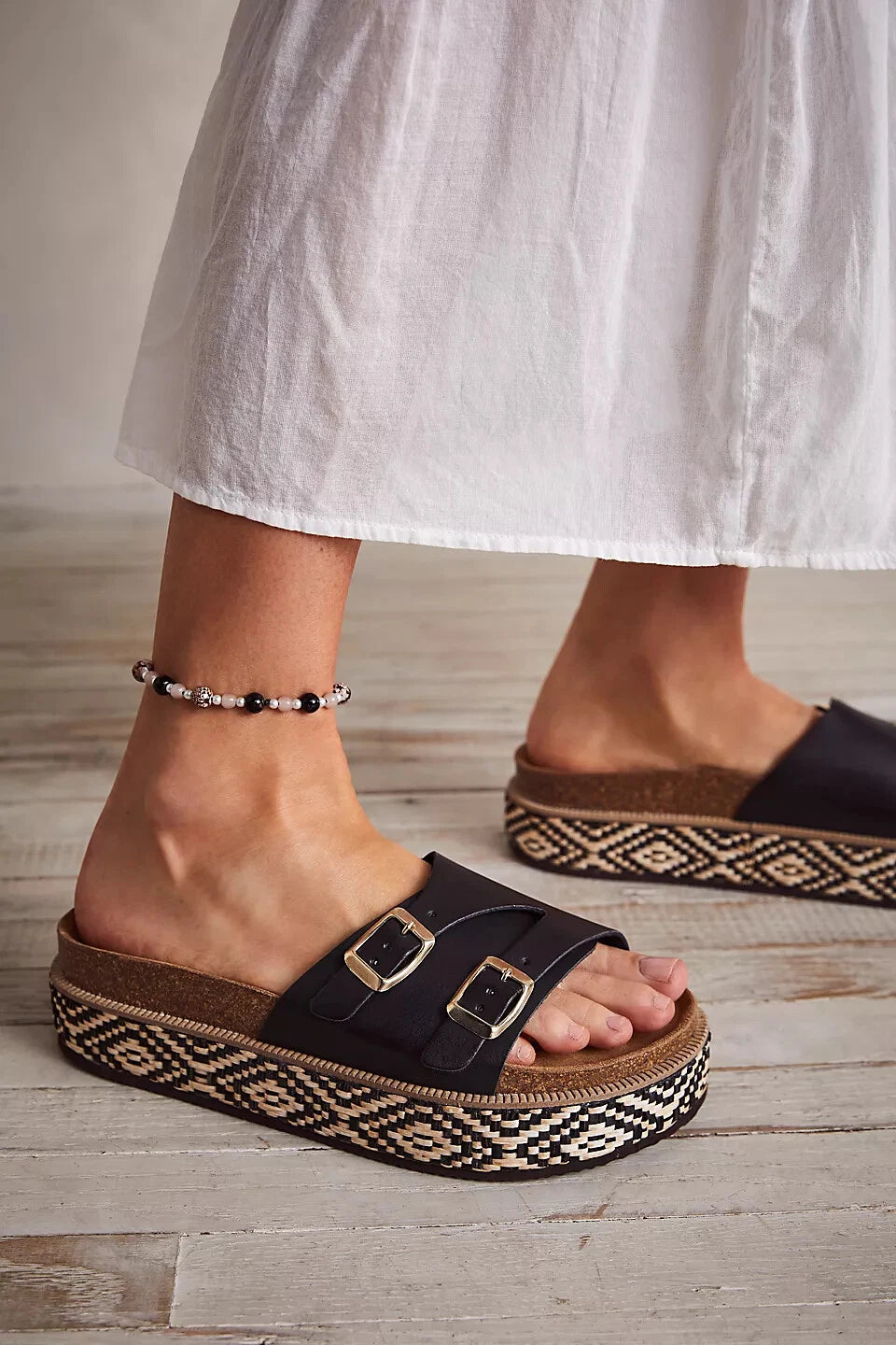 FREE PEOPLE Caravelle Cork Footbed Platform Boho Tiger Lily Sandal *7/37 Spain