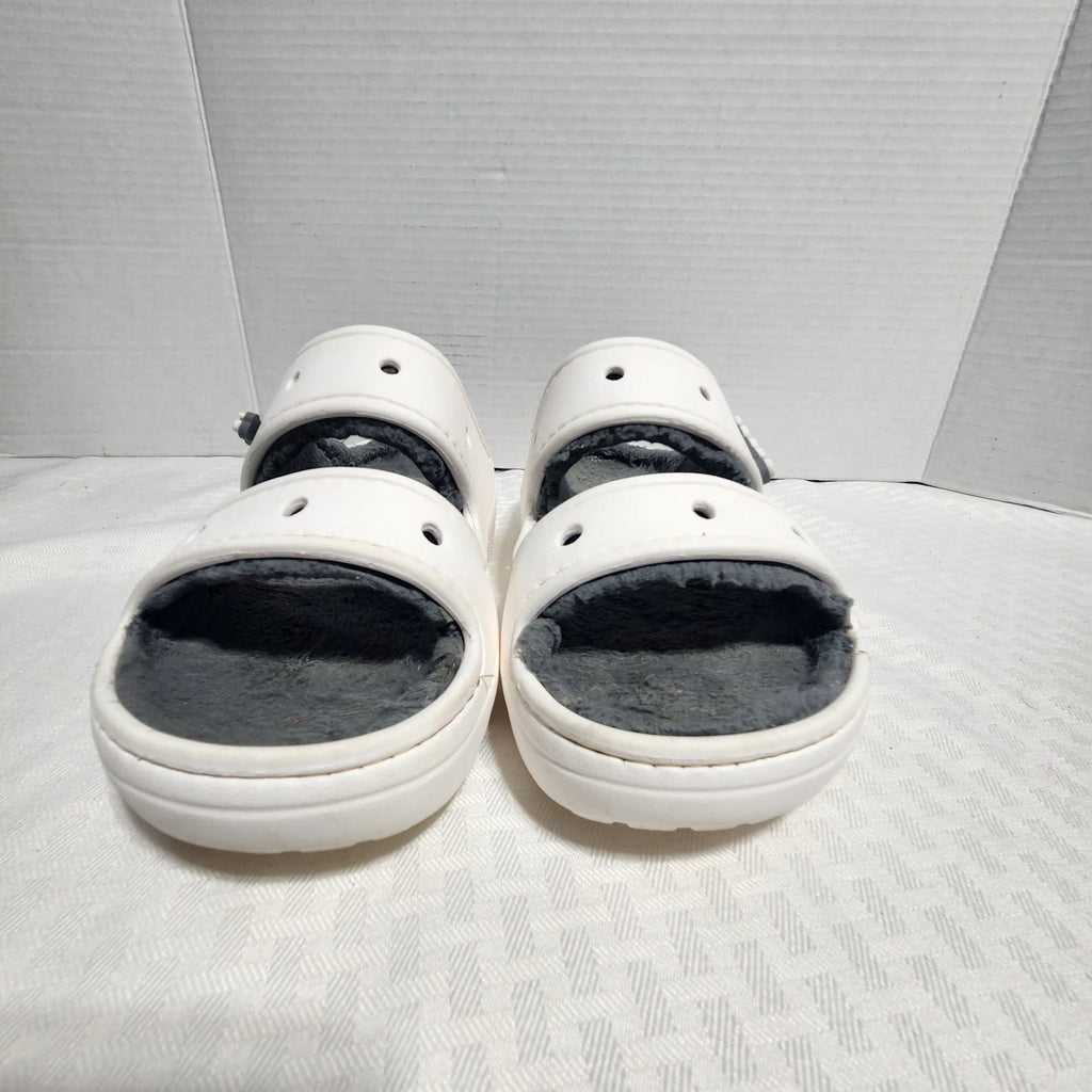 CROCS CLASSIC COZZZY SANDAL 207446 White Womens Size 7 Mens Size 5 Gray Lined