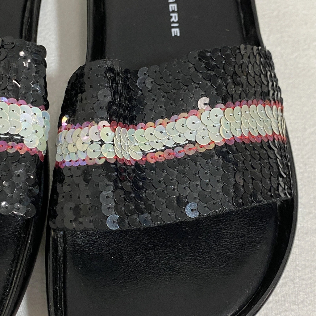 Robert Clergerie Paris Sandals Women's 7 Black Leather Multi Sequin Platform
