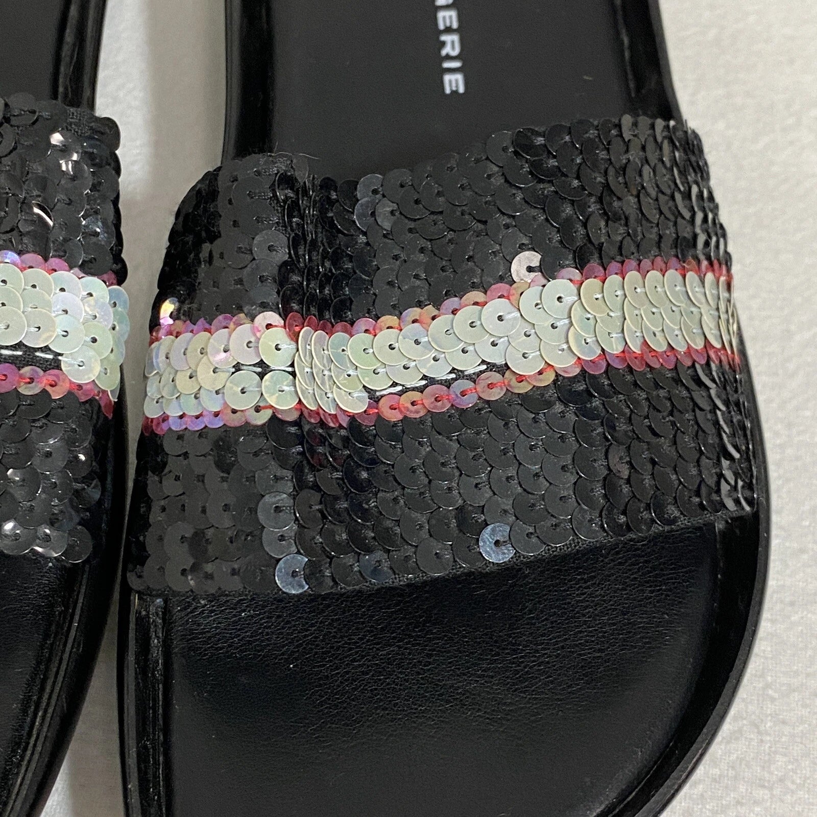 Robert Clergerie Paris Sandals Women's 7 Black Leather Multi Sequin Platform