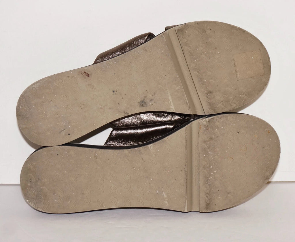 ROBERT CLERGERIE PARIS Bronze Leather Slip-On Platform Sandals US 8.5 FRANCE