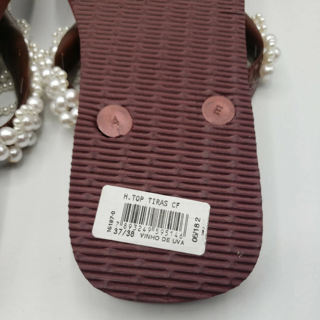 Original HAVAIANAS Flip Flops Women with Pearl/Beads Fashion Finished 37-38 NEW