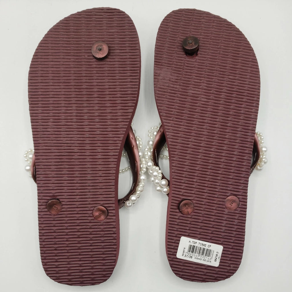 Original HAVAIANAS Flip Flops Women with Pearl/Beads Fashion Finished 37-38 NEW