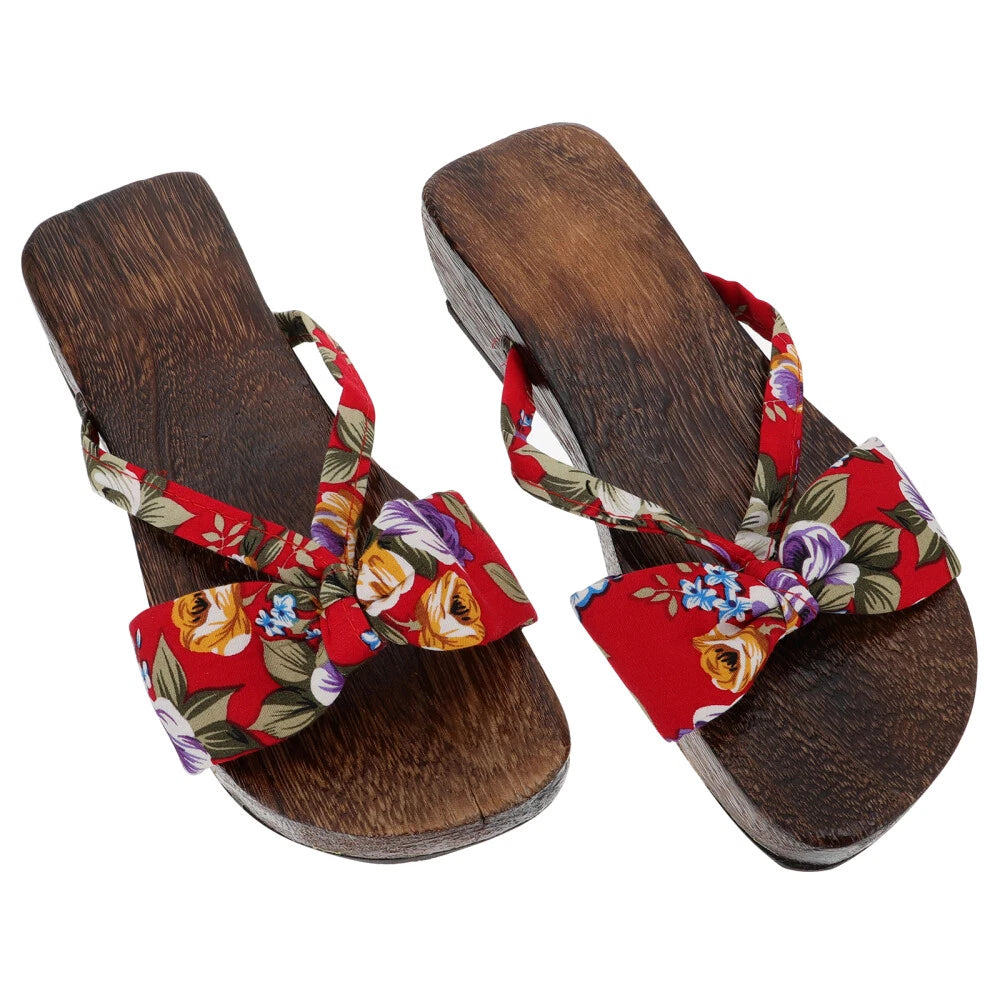 Chinese Style Wooden Clogs Miss Man Slide Sandals Women Slippers
