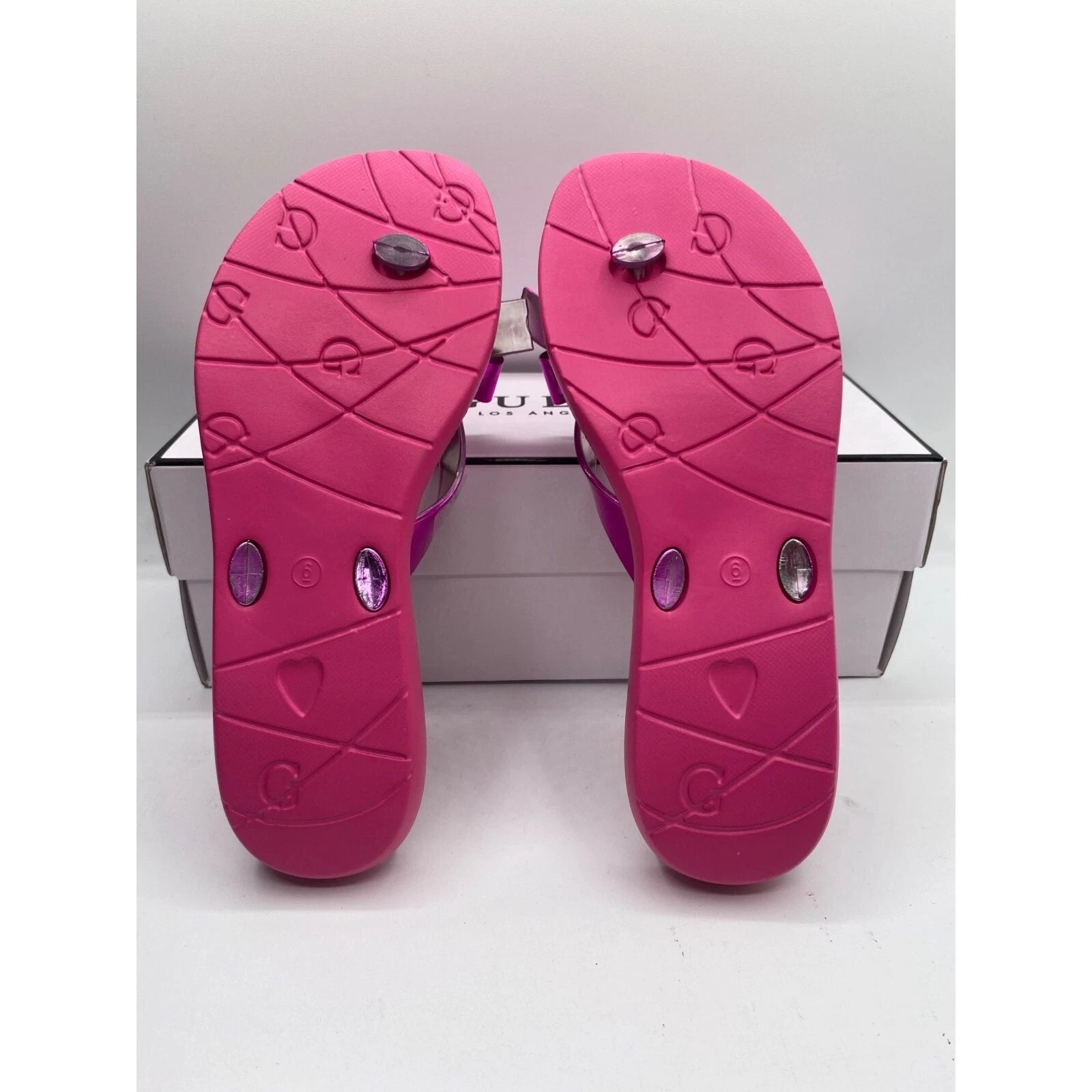 Guess Women's Dark pink Tutu Eva Fashion Bow Animal Print Flip Flop Sandals NWB
