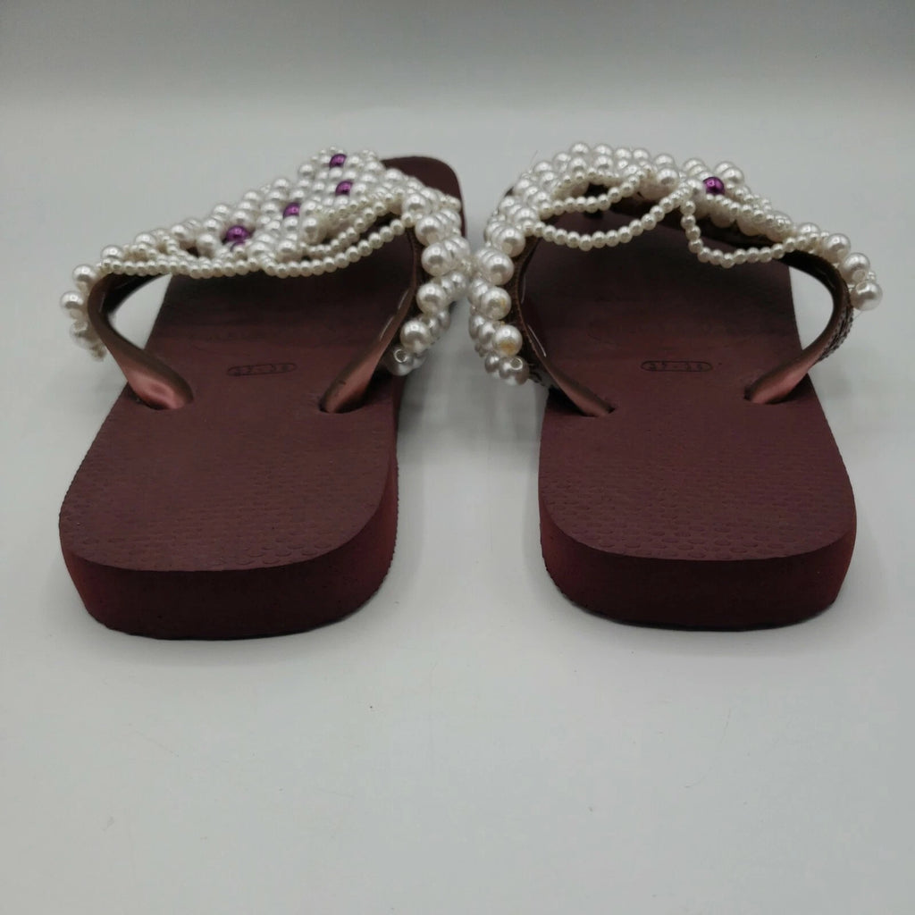 Original HAVAIANAS Flip Flops Women with Pearl/Beads Fashion Finished 37-38 NEW