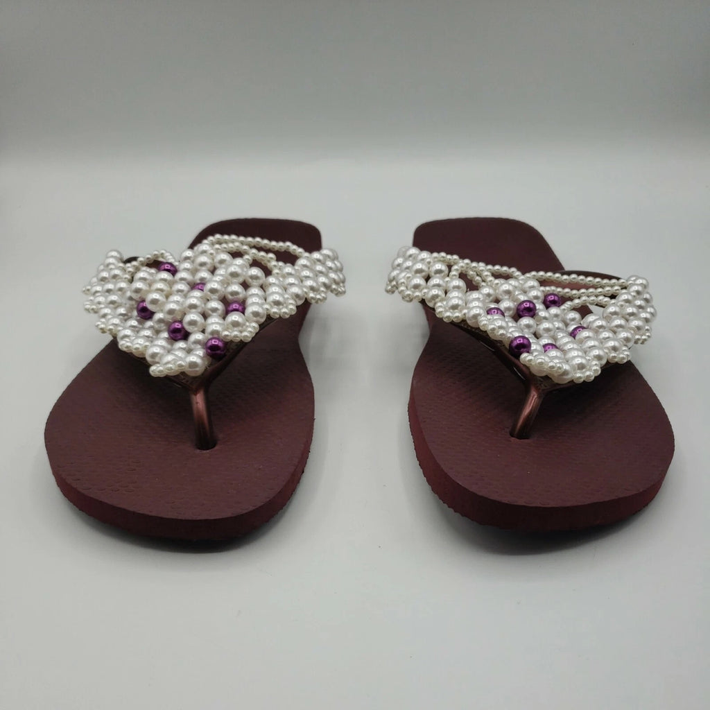 Original HAVAIANAS Flip Flops Women with Pearl/Beads Fashion Finished 37-38 NEW