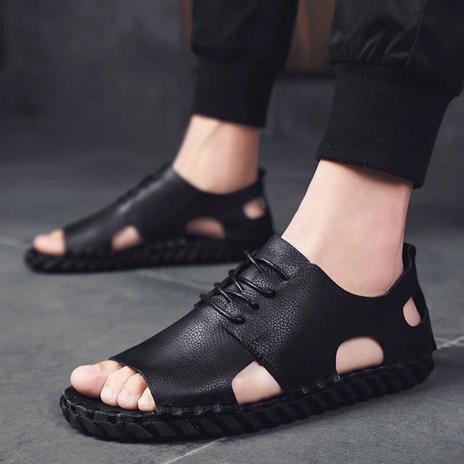 Summer Open Toe Sandals Lace Up Men's Flats Beach Holiday Fashion Shoes 38-44 sz