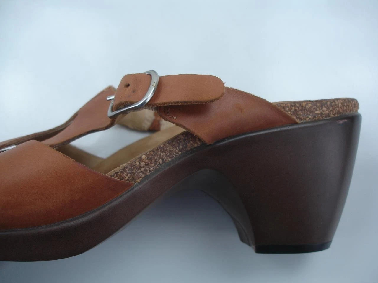 Women's 7.5 8 sz 38 Dansko Kai Tan Brown Leather Slide Sandals Clog Slip-On Heel
