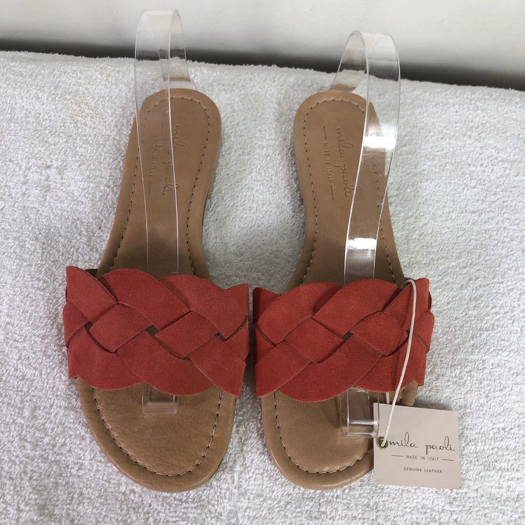 Mila Paoli women’s braided style slide sandals leather upper #12562 Sz 7.5 m