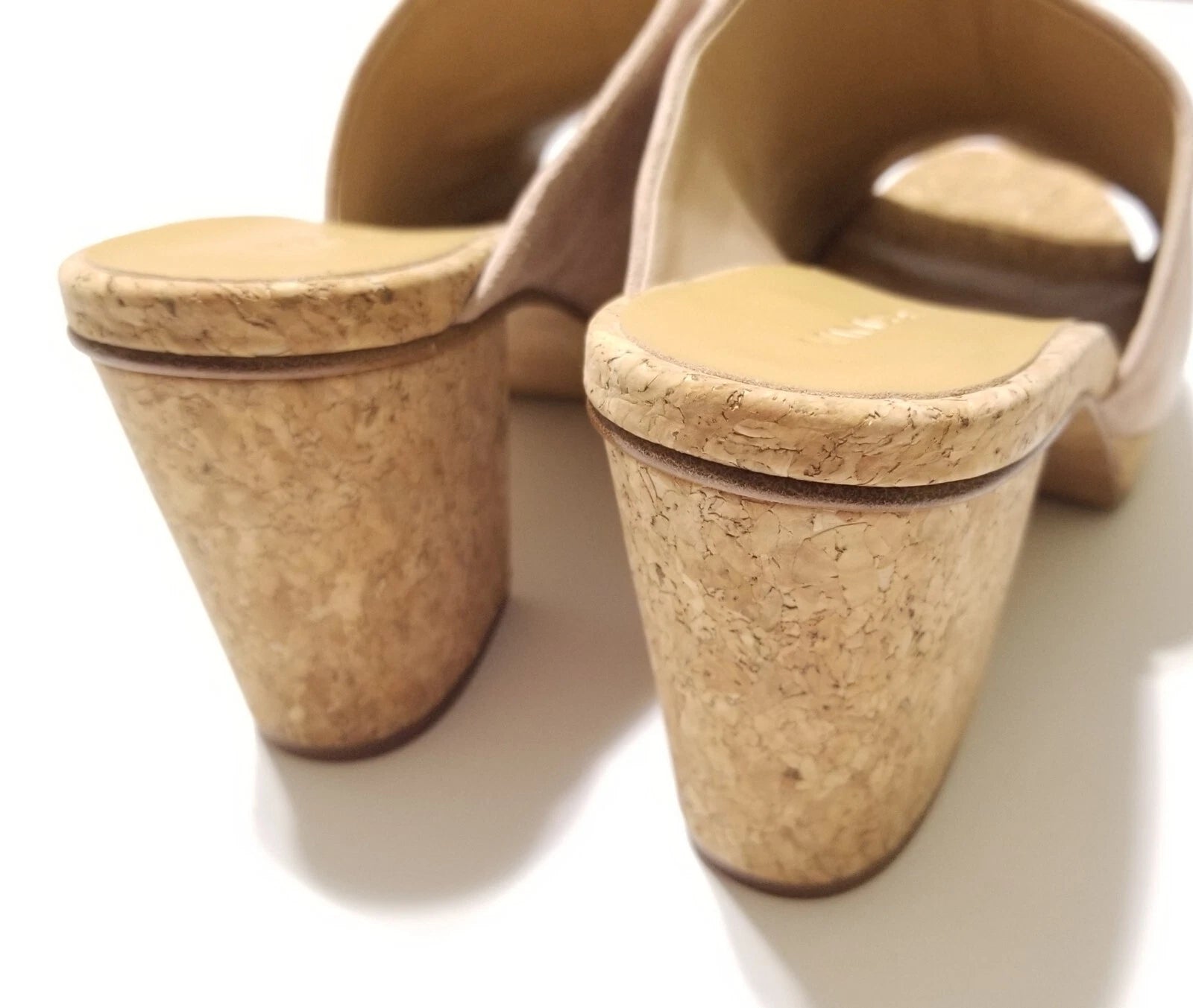 NIB Vince Wyatt Cork Block Heel Platform Slides Sandal in Oatmeal Size 9.5 $325