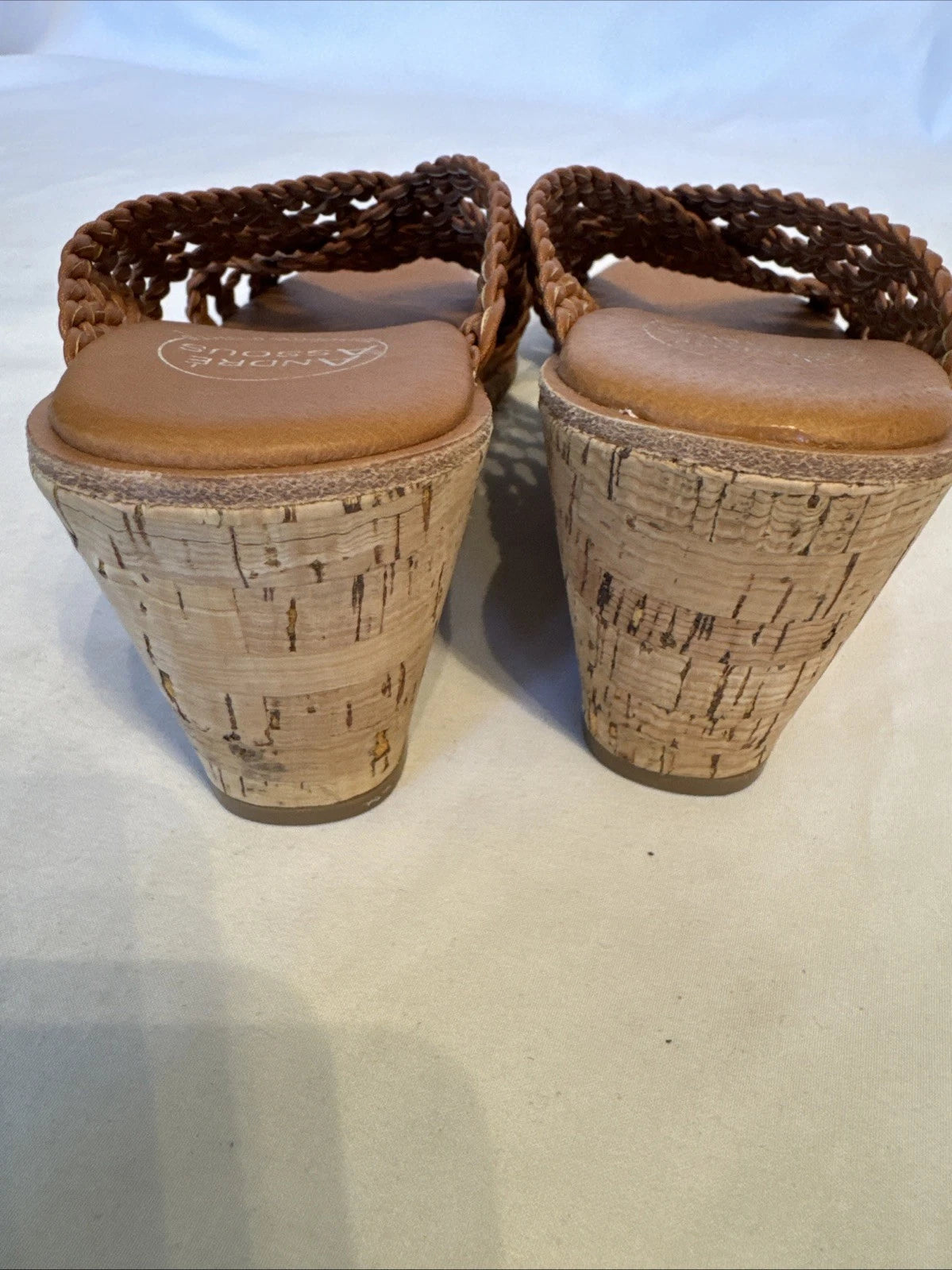 André Assous Bryana Women’s Woven Wedge Sandals Brown Size 8 M NWOT
