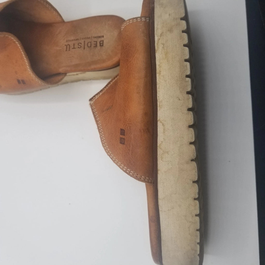 Bed Stu Fairlee II Platform Sandals Brown Distressed Leather Slide Womens Sz 9.5