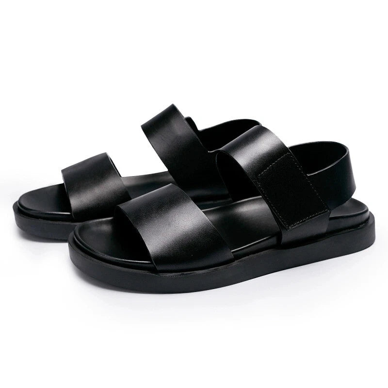 45 Open Toe Sandals Slingbacks Casual Real Leather Men's Beach Shoes Roman Style