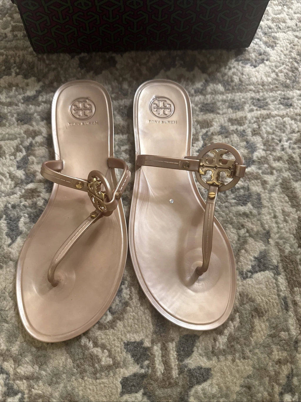 Tory Burch Mini Miller Jelly Thong Sandals Slides Brown Sz 8 M