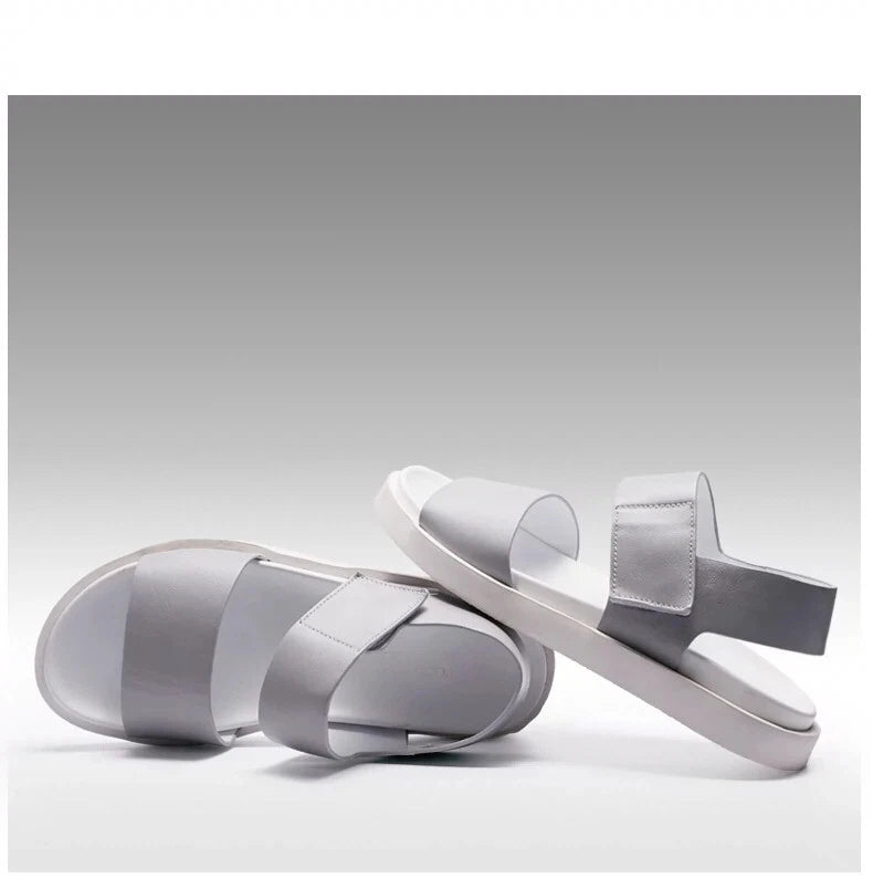 45 Open Toe Sandals Slingbacks Casual Real Leather Men's Beach Shoes Roman Style