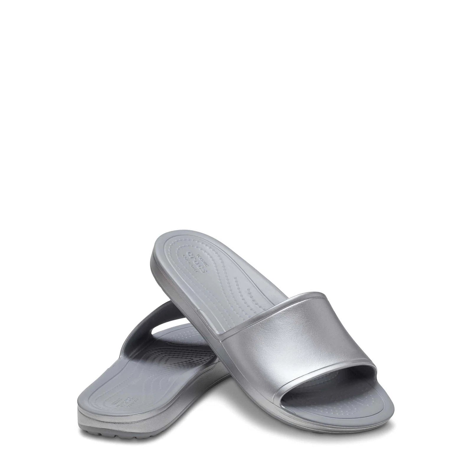 Crocs Sandals Women's Size US 9 Silver Kadee Metallic Slide --25-336--
