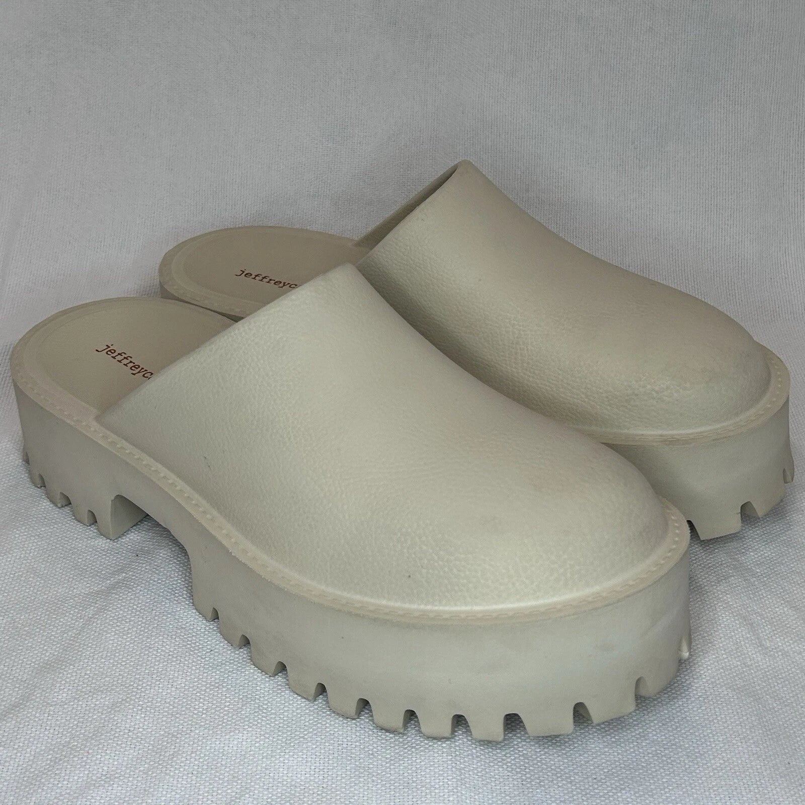 JEFFREY CAMPBELL Bae Platform Mules Beige Slide Y2K Chunky Clogs Women’s Size 10