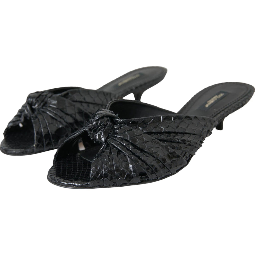 DOLCE & GABBANA Shoes Black Python Leather Heels Slides EU40 / US9.5 RRP 960usd