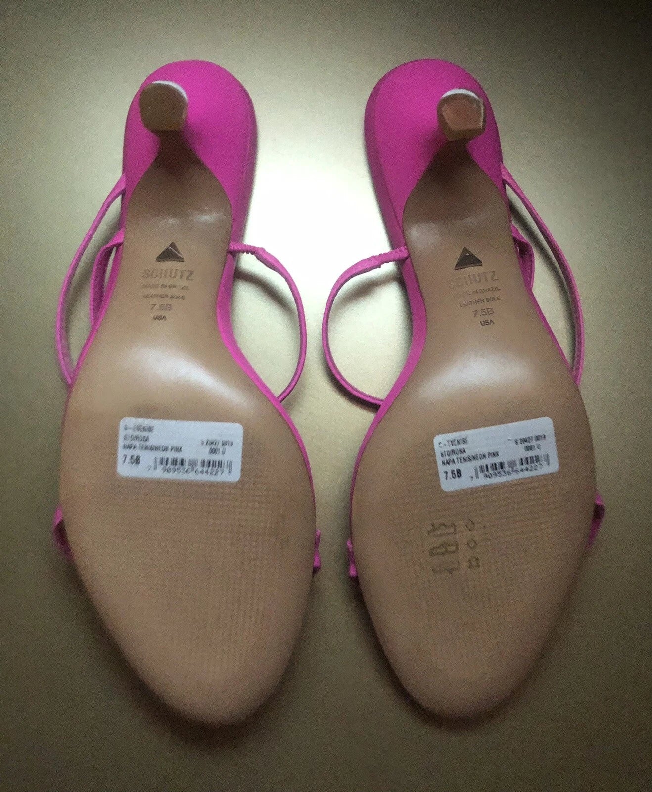 NIB SCHUTZ Evenise Napa Leather Kitten Heel Strappy Sandals In Neon Pink 7.5 (7?