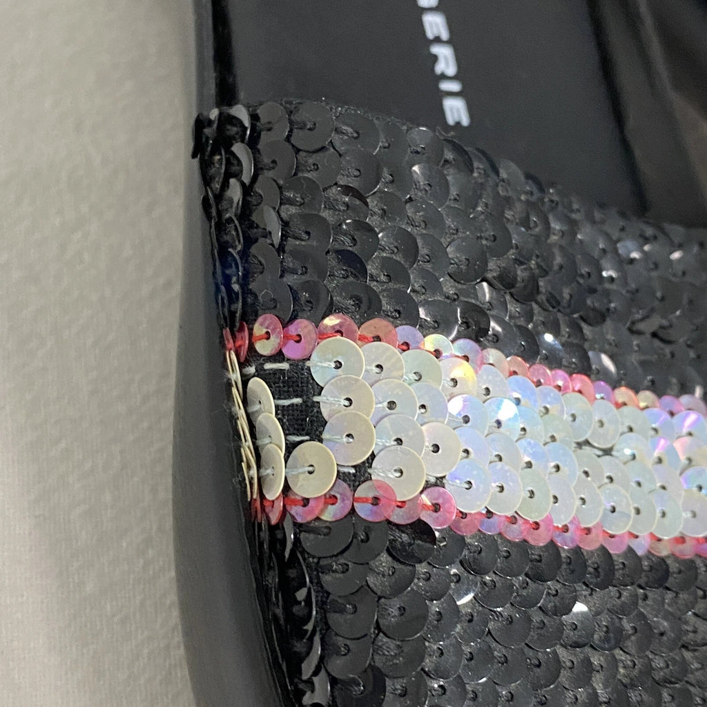 Robert Clergerie Paris Sandals Women's 7 Black Leather Multi Sequin Platform