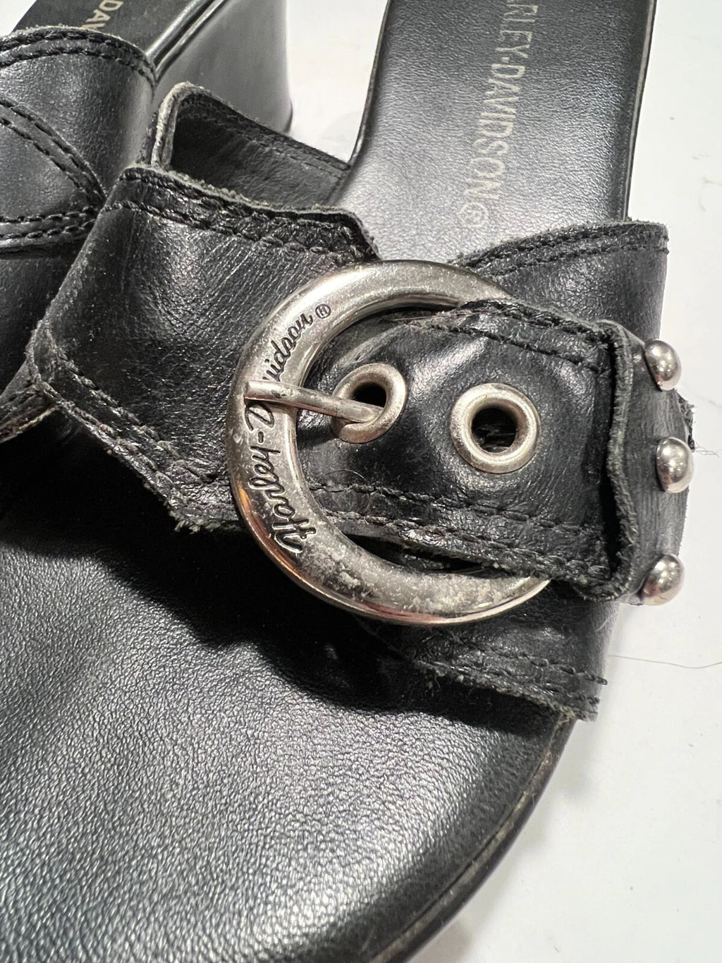 Harley-Davidson Y2K Style Leather Slide Sandals Women Sz 6.5