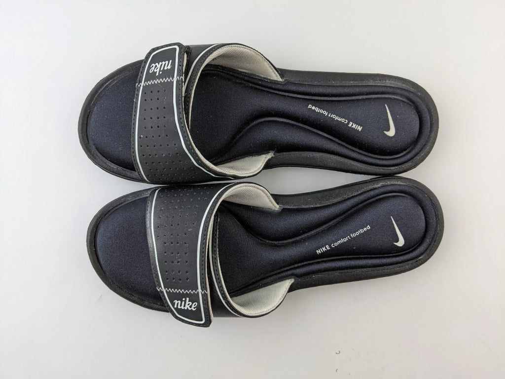 Nike Women Comfort Footbed US 10 Black Sandal Slide Slip On Hook Loop Shoe
