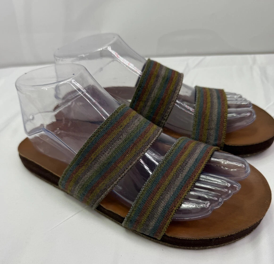 RON JON Feelgoodz Strappy Woven Rainbow Sandals Slides Women’s 7