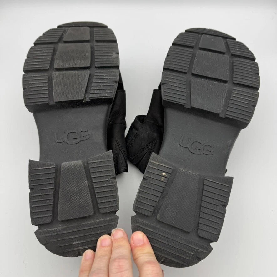 UGG Ashton Slide Sandals Women's  Black Nubuck Leather Platform Size 10