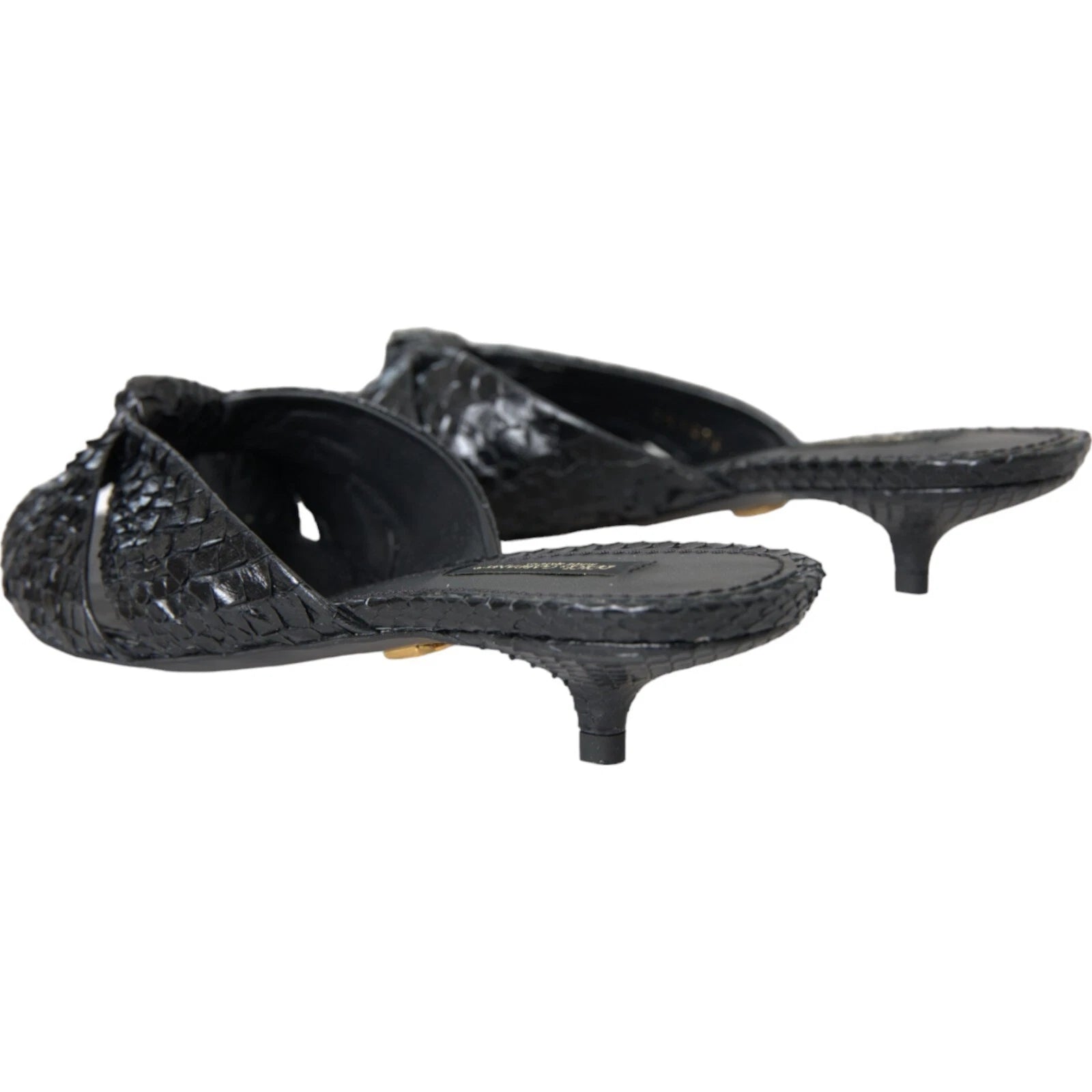 DOLCE & GABBANA Shoes Black Python Leather Heels Slides EU40 / US9.5 RRP 960usd