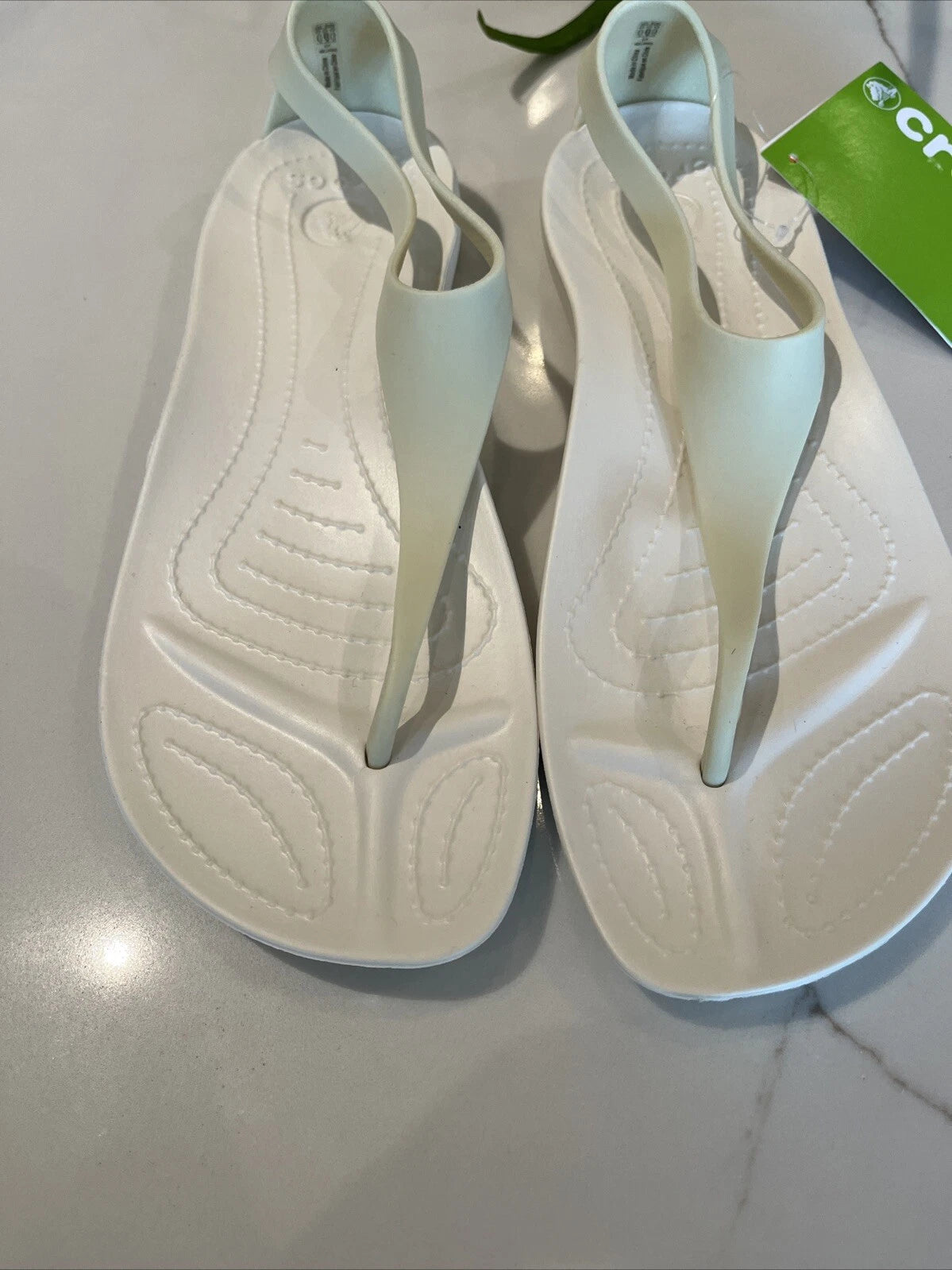 CROCS Women 9 Sexi Flip Flop Thong PALE YELLOW WHITE Serena Sandals NEW NWT