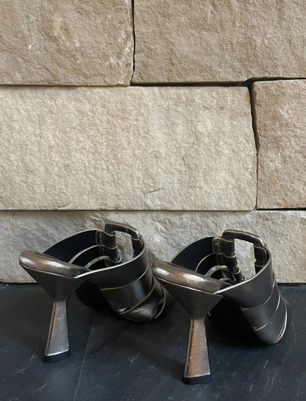 $495 Mercedes Castillo Womens Aria High-Heel Slide Sandal Shoes EU 37/US 7